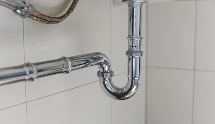Newly installed sink pipe Newly installed sink pipe