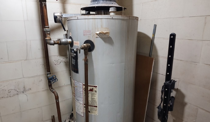 Close-up view of a installed water heater 